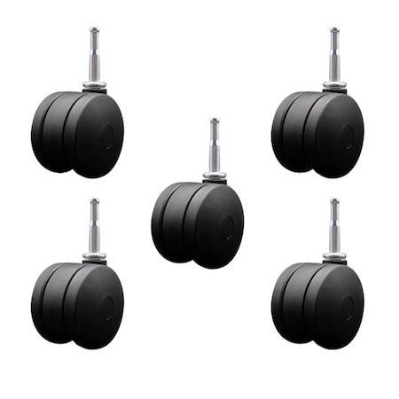 Service Caster 3'' Office Chair Casters Nylon Twin Wheel 5/16'' Grip Neck Stem, 5PK SCC-UHGN02S75-NYS-5